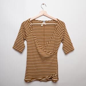 Free People We The Free Wrap Crossover Top Yellow Striped Size M